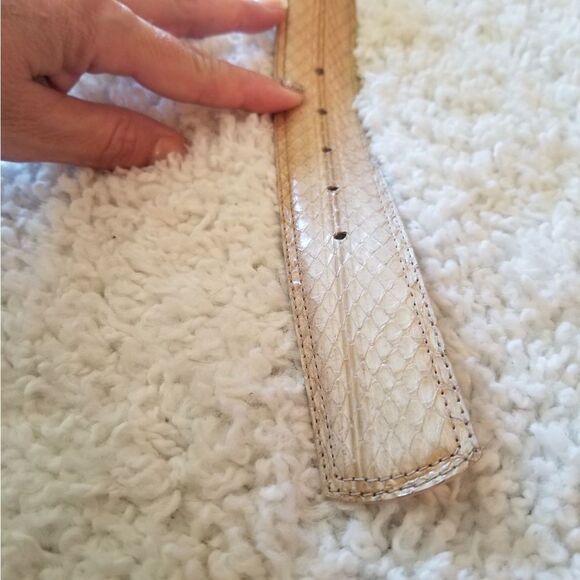 Vintage Laura Gayle Ivory Snakeskin Belt  Medium - Picture 7 of 9